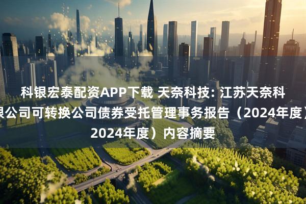 科银宏泰配资APP下载 天奈科技: 江苏天奈科技股份有限公司可转换公司债券受托管理事务报告（2024年度）内容摘要