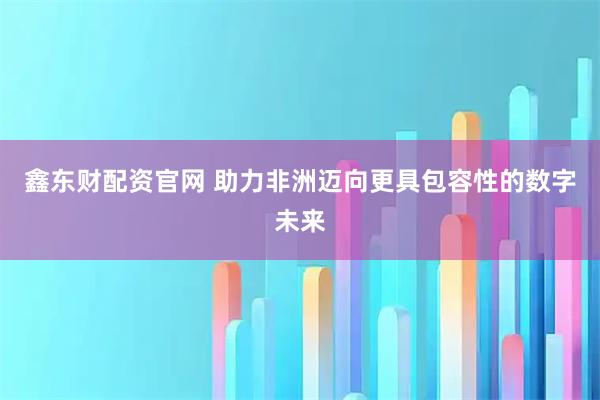 鑫东财配资官网 助力非洲迈向更具包容性的数字未来