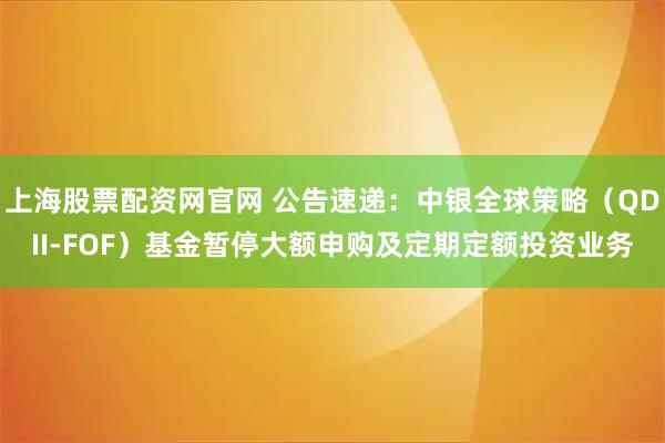 上海股票配资网官网 公告速递：中银全球策略（QDII-FOF）基金暂停大额申购及定期定额投资业务